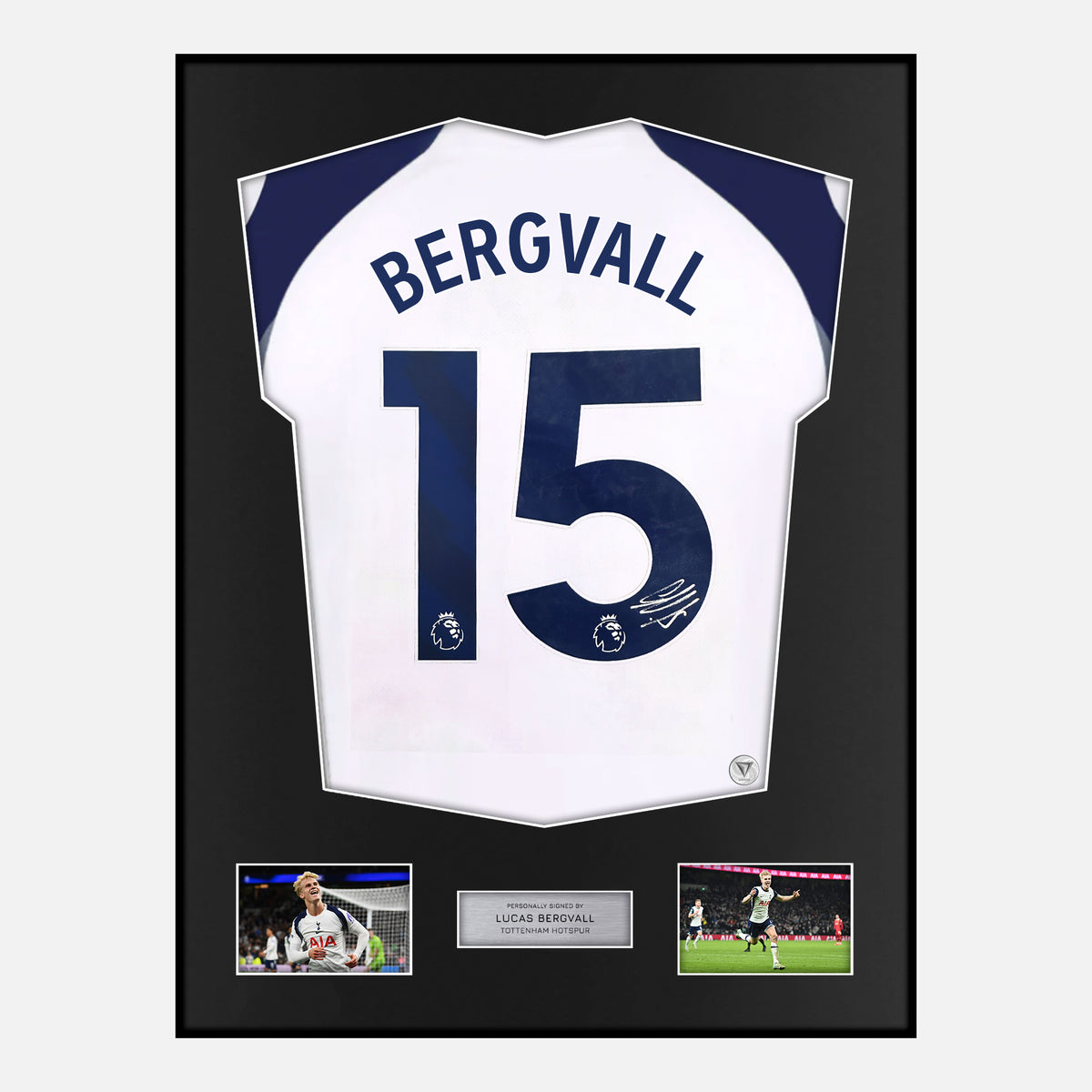 Framed Lucas Bergvall Signed Tottenham Hotspur Shirt 2025-26 Home [Classic] — Classic framed Tottenham Hotspur shirt signed by Lucas Bergvall | The Vault