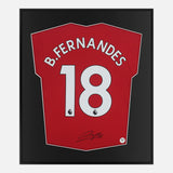 Framed Bruno Fernandes Signed Shirt, Man Utd Red Home [Lite]