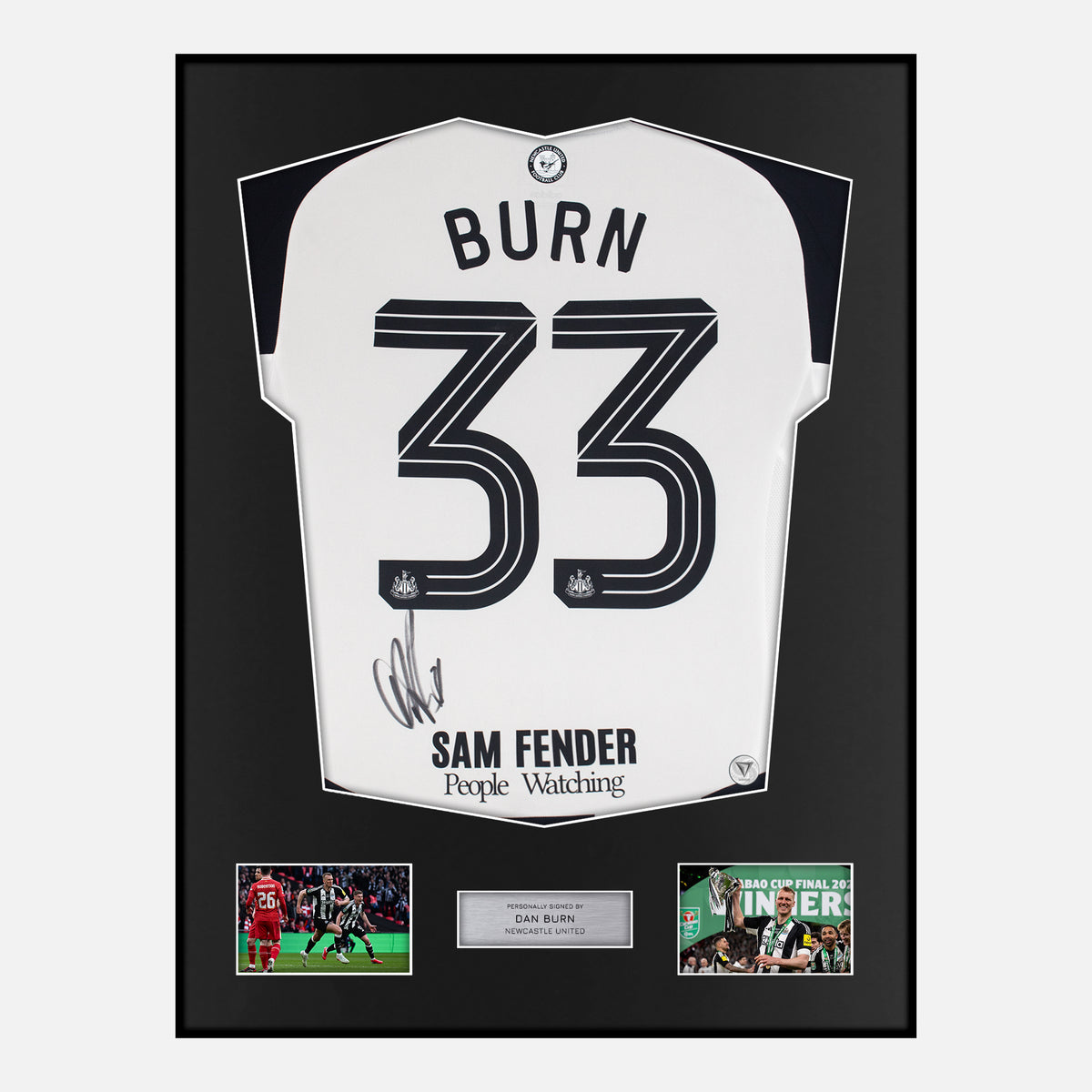 Framed Dan Burn Signed Newcastle United Shirt 2025 Final [Classic] — Verified autograph with NFC and certificate | The Vault