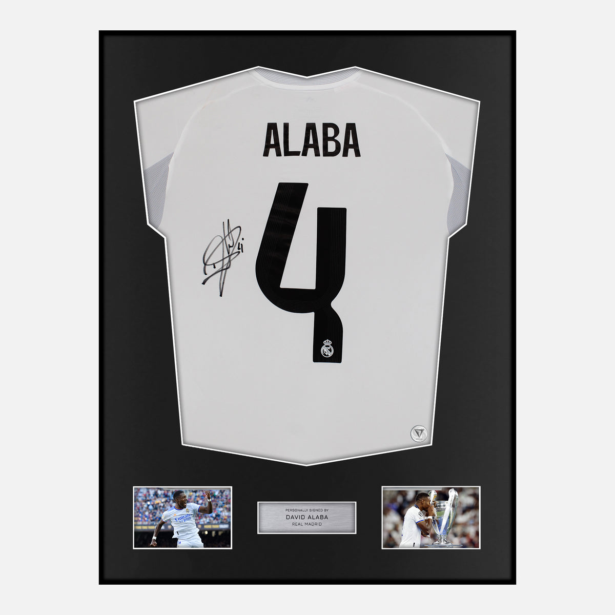 Framed David Alaba Signed Real Madrid Shirt 2025-26 Home [Classic] — Verified autograph with NFC and certificate | The Vault