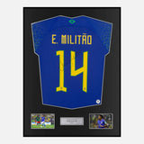 Framed Eder Militao Signed Brazil Shirt 2022-23 Away [Classic]