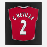 Framed Neville Signed Manchester United Shirt, Home Red [Lite]