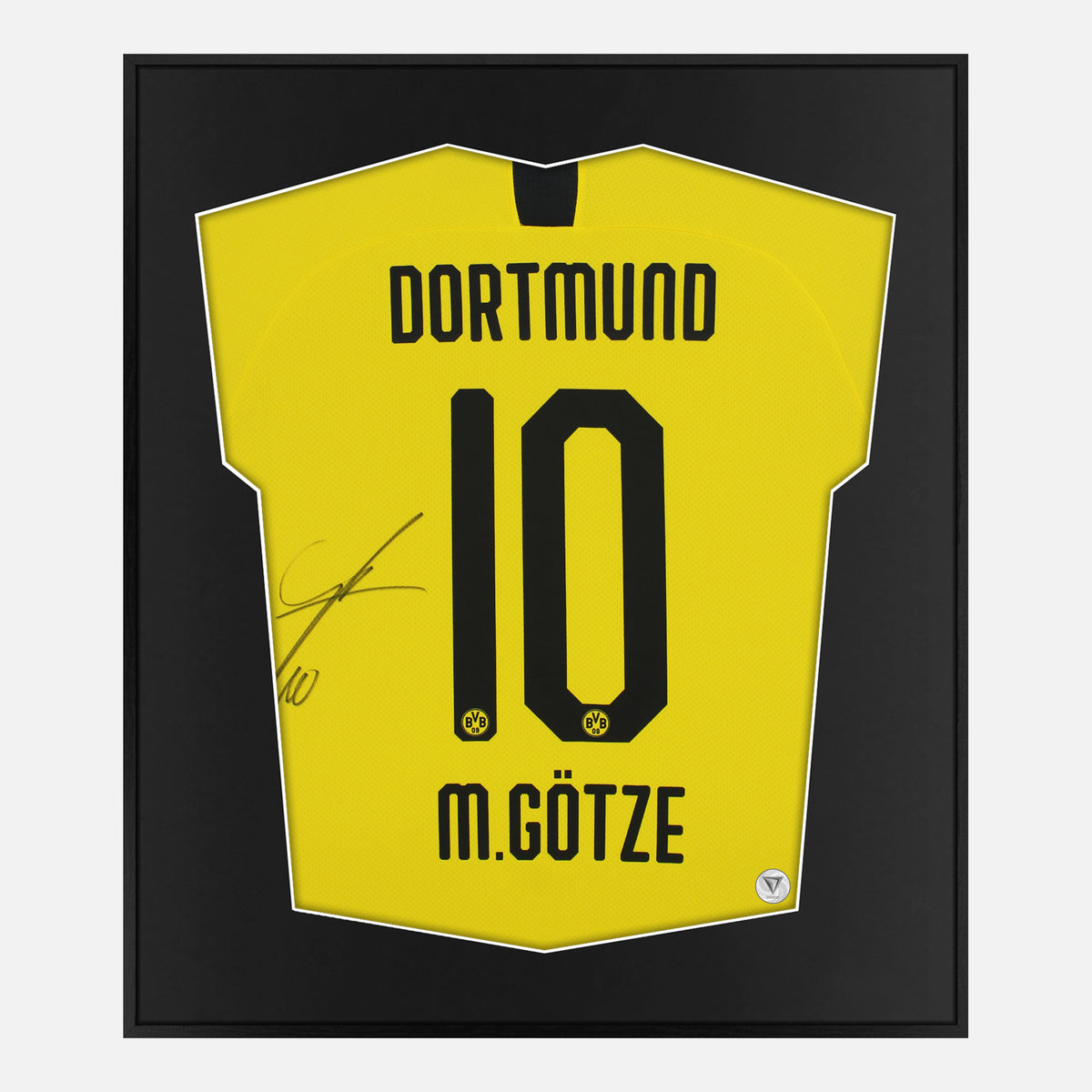 Framed Mario Gotze Signed Shirt, Borussia Dortmund Home [Lite] — Authentic signature with NFC and COA | The Vault