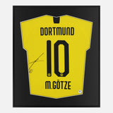 Framed Mario Gotze Signed Shirt, Borussia Dortmund Home [Lite]