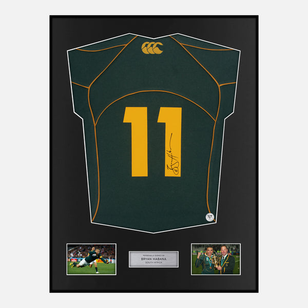 Framed Bryan Habana Signed South Africa Rugby Shirt 2007-08 [Classic]