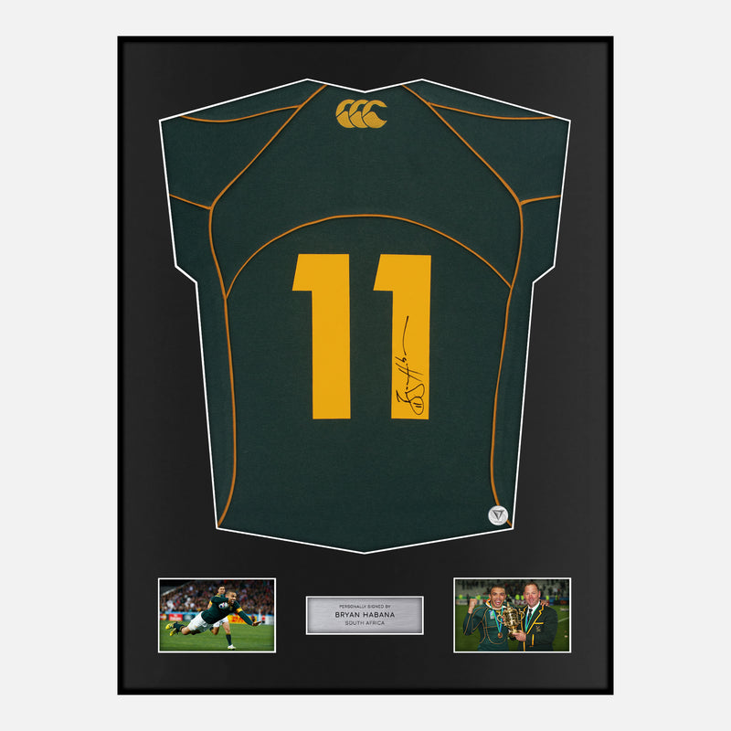 Framed Bryan Habana Signed South Africa Rugby Shirt 2007-08 [Classic]