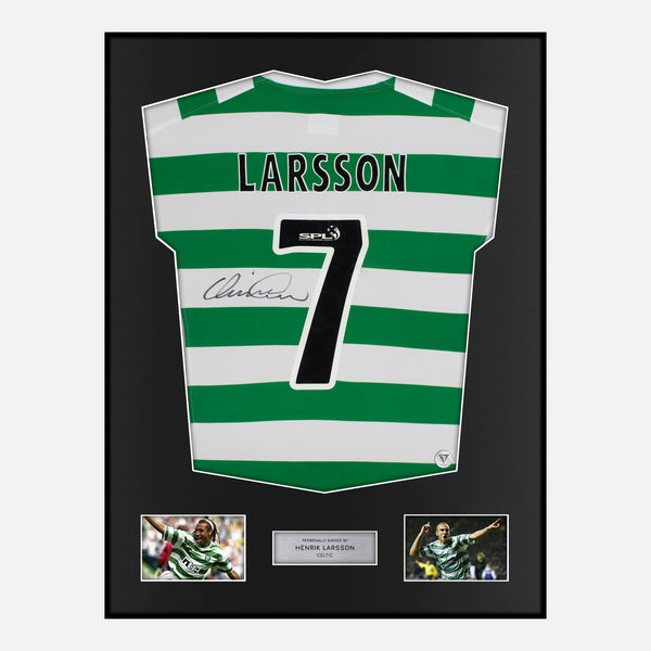 Framed Henrik Larsson Signed Celtic Shirt 2001-02 Home [Classic]
