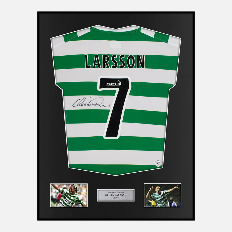Framed Henrik Larsson Signed Celtic Shirt 2001-02 Home [Classic]