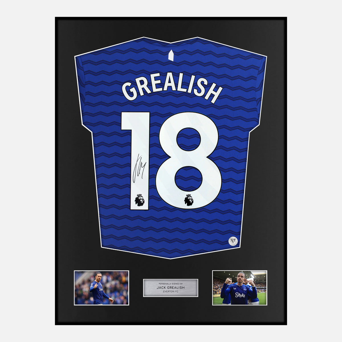 Framed Jack Grealish Signed Everton Shirt 2025-26 Home [Classic] — Classic framed Everton shirt signed by Jack Grealish | The Vault