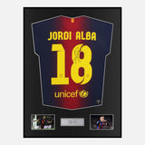 Framed Jordi Alba Signed Barcelona Shirt 2012-13 Home [Classic]