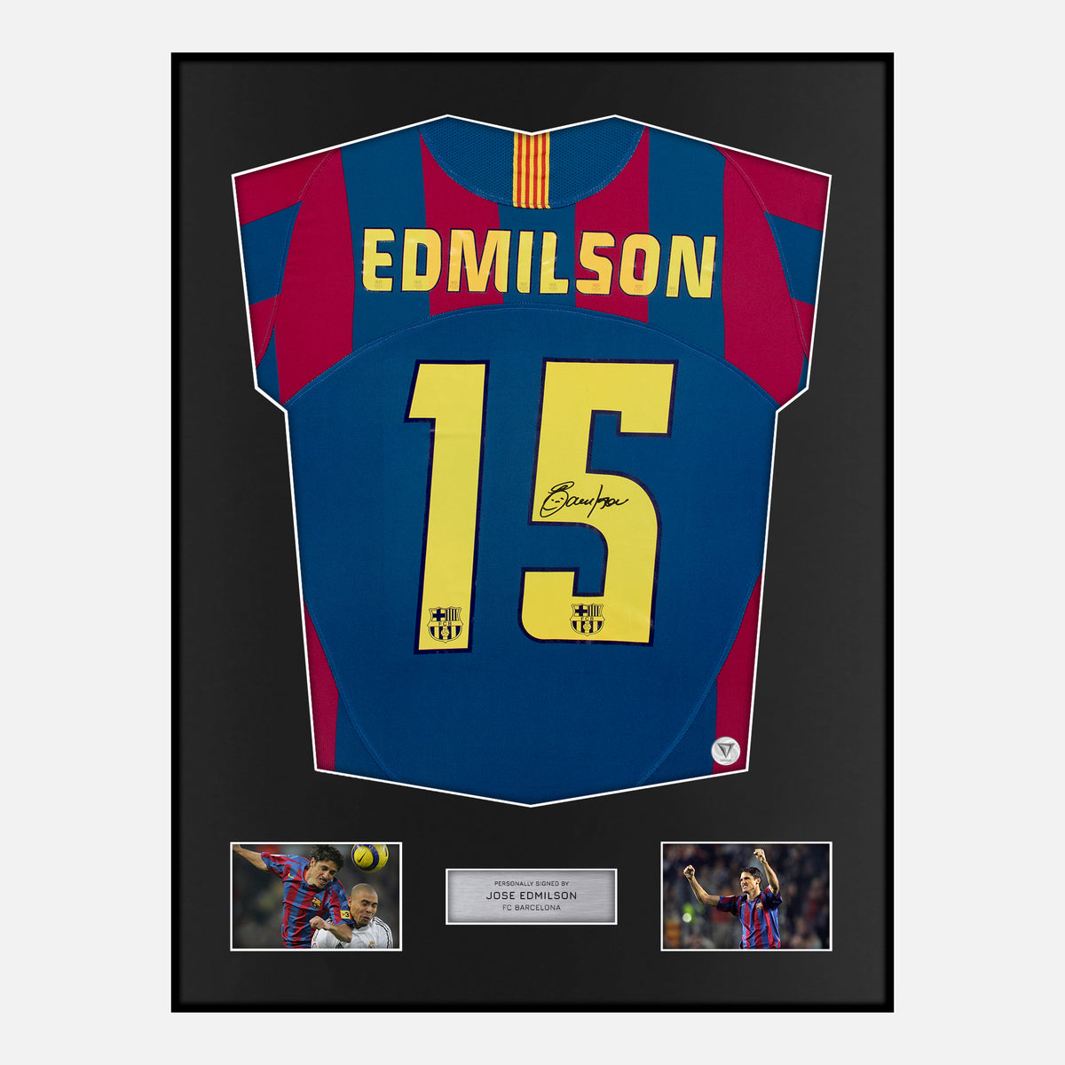 Framed Jose Edmilson Signed Barcelona Shirt 2005-06 Final [Classic] — Verified autograph with NFC and certificate | The Vault