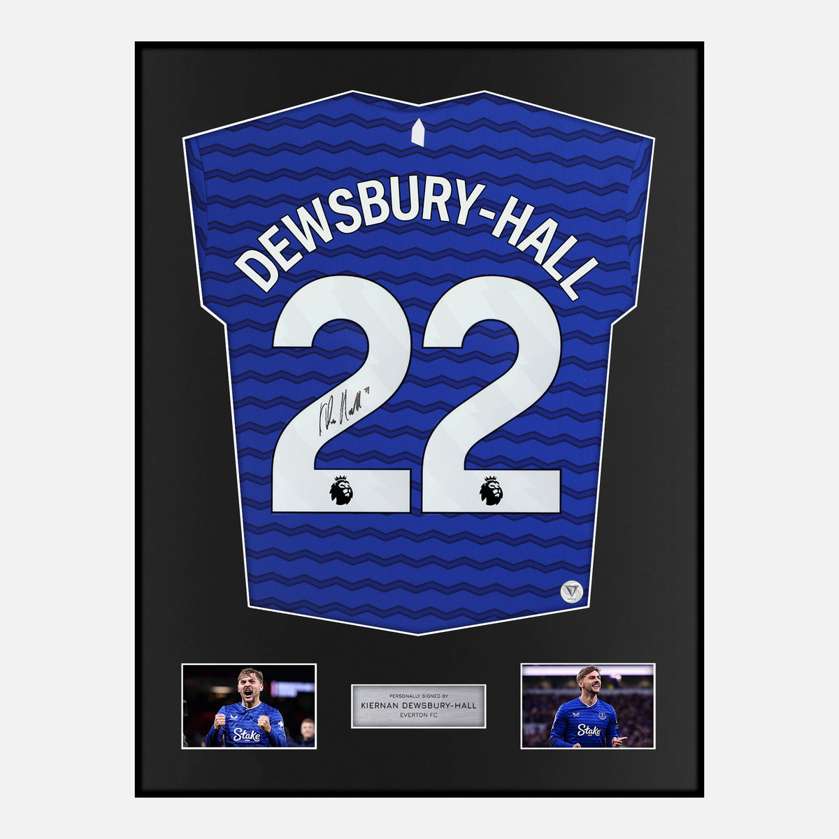 Framed Dewsbury-Hall Signed Everton Shirt 2025-26 Home [Classic] — Classic framed Everton shirt signed by Dewsbury-Hall | The Vault