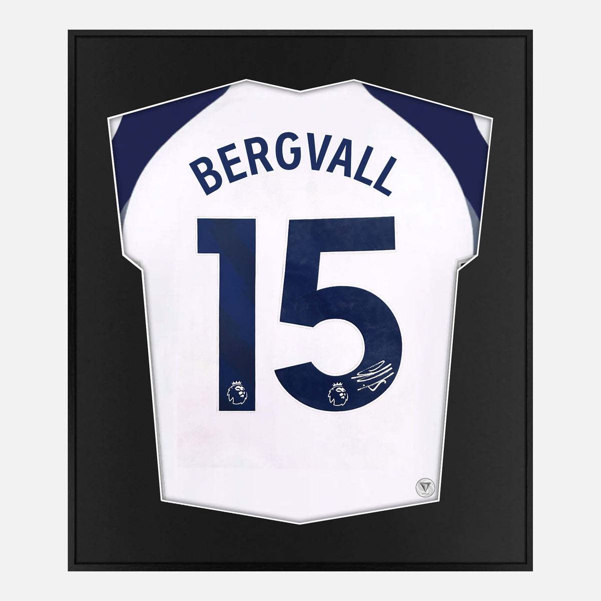 Framed Lucas Bergvall Signed Shirt, Tottenham Hotspur Home [Lite] — Lite framed Tottenham Hotspur shirt signed by Lucas Bergvall | The Vault