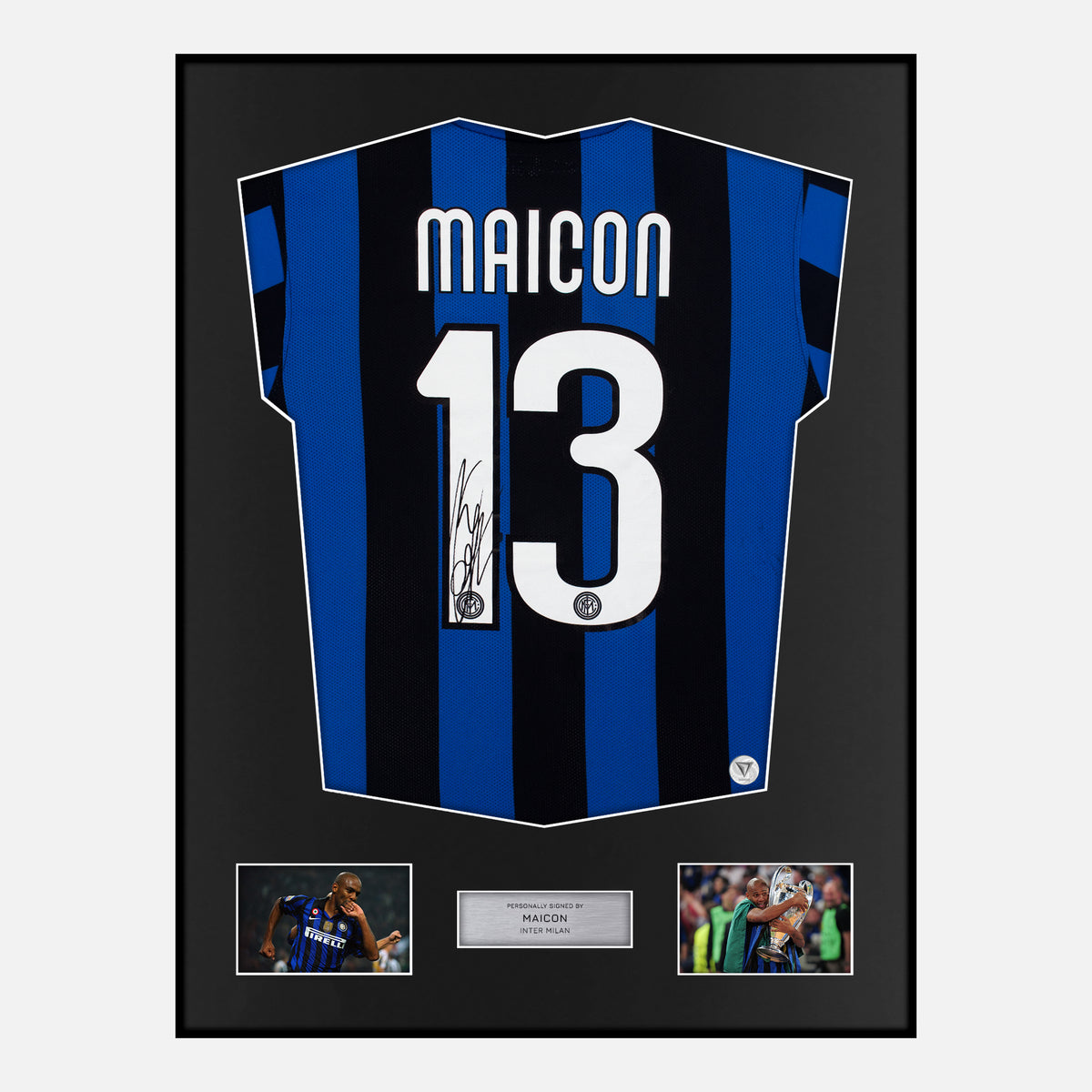 Framed Maicon Signed Inter Milan Shirt Home 2010 [Classic] — Verified autograph with NFC and certificate | The Vault