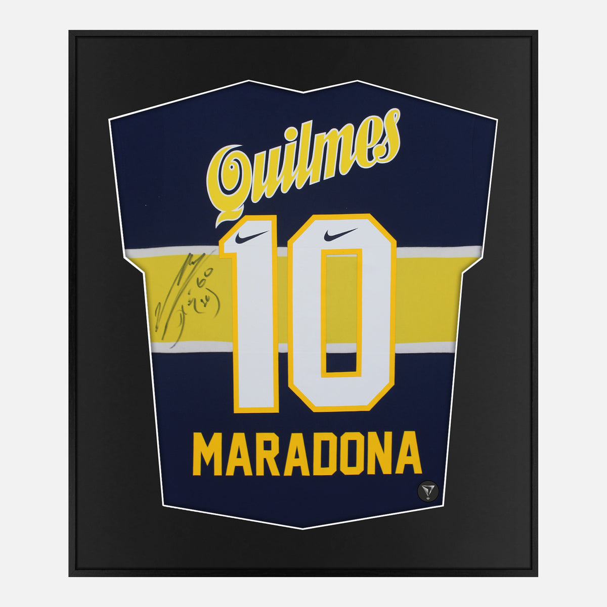 Framed Maradona Signed Shirt, Boca Juniors Home, Number 10 [Lite] — Lite framed Boca Juniors shirt signed by Diego Maradona | The Vault