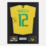 Framed Marcelo Signed Brazil Shirt 2018-19 Home [Classic]