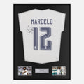 Framed Marcello Signed Real Madrid Shirt 2015-16 Home [Classic]