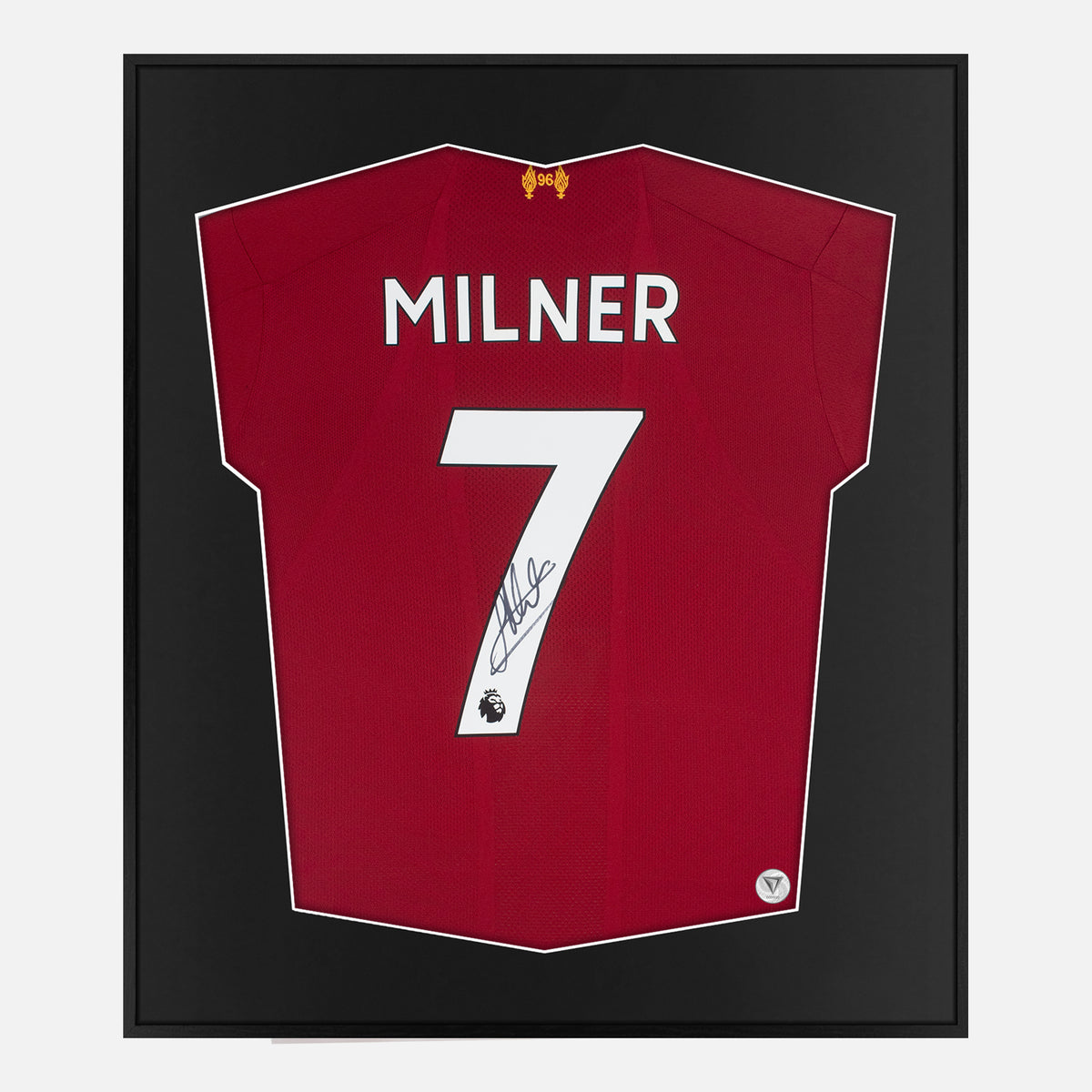 Framed James Milner Signed Shirt, Liverpool Home [Lite] — Authentic signature with NFC and COA | The Vault