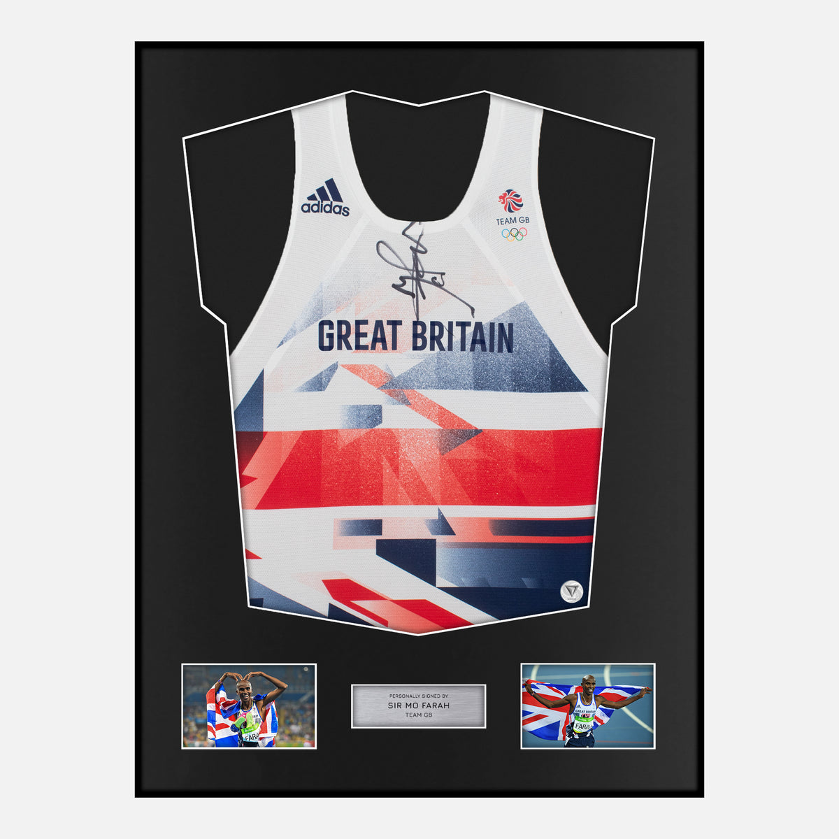 Framed Sir Mo Farah Signed Team GB Vest Olympics [Classic] — Verified autograph with NFC and certificate | The Vault