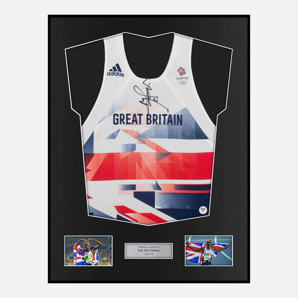 Framed Sir Mo Farah Signed Team GB Vest Olympics [Classic]