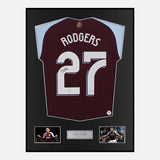 Framed Morgan Rodgers Signed Aston Villa Shirt 2024-25 Home [Classic]