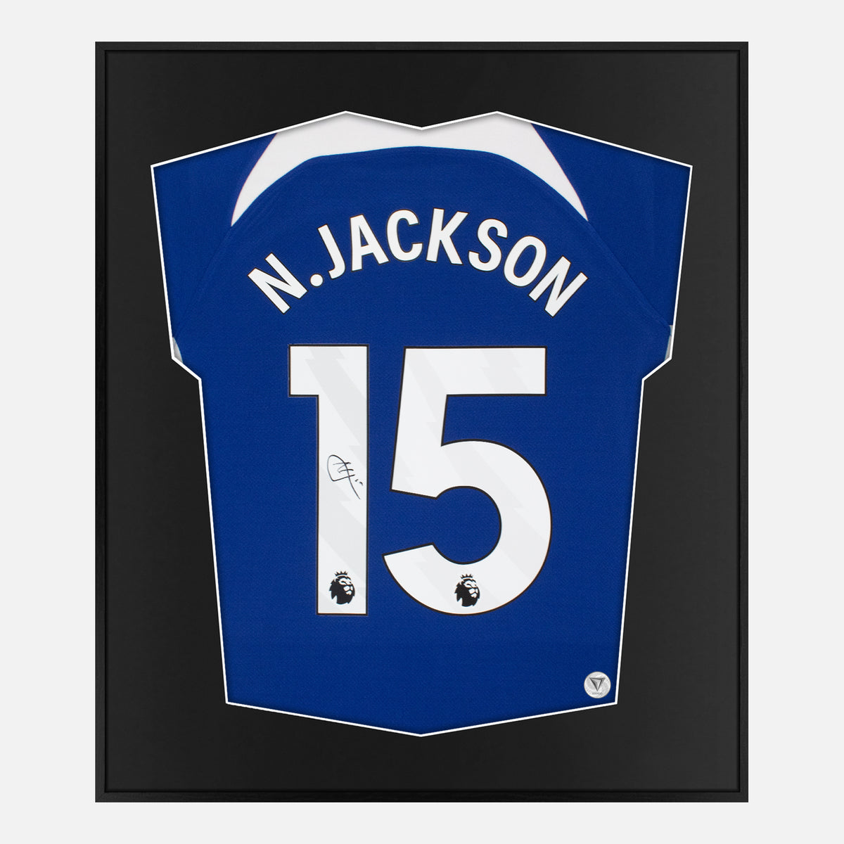 Framed Nicolas Jackson Signed Shirt, Chelsea Home [Lite] — Authentic signature with NFC and COA | The Vault