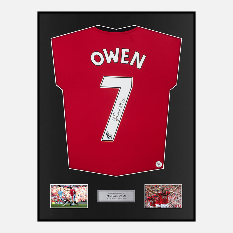 Framed Michael Owen Signed Manchester United Shirt 2009-10 Home [Classic]