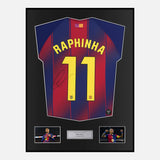 Framed Raphinha Signed Barcelona Shirt 2025-26 Home [Classic]