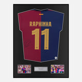 Framed Raphinha Signed Barcelona Shirt 2024-25 Home [Classic]