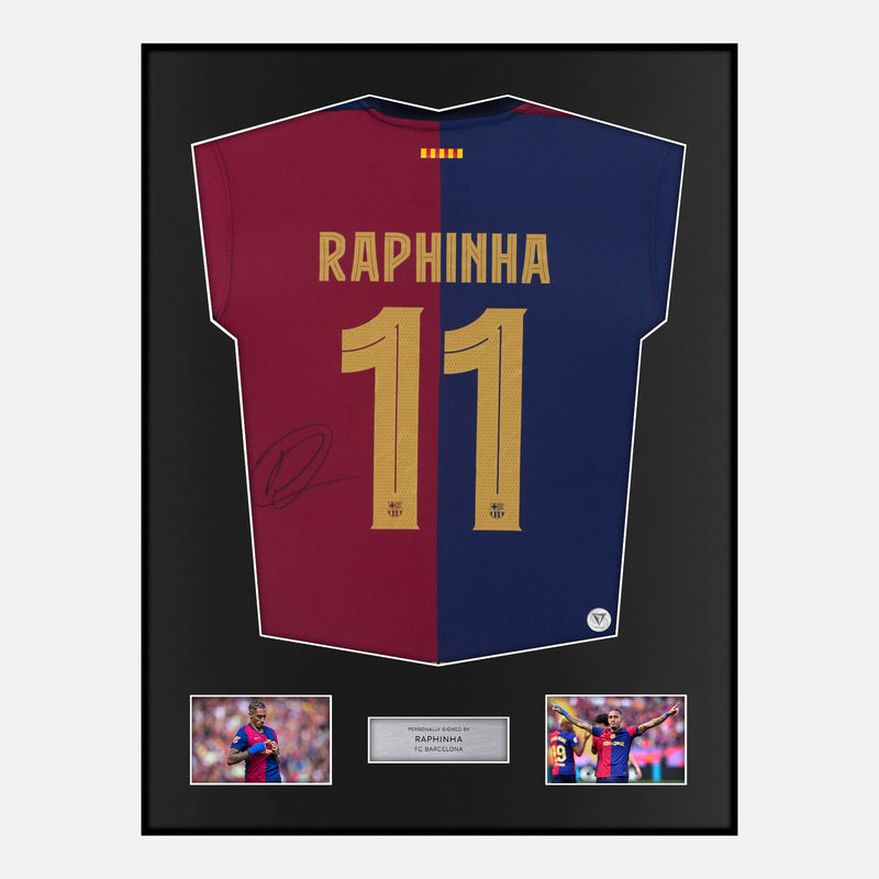 Framed Raphinha Signed Barcelona Shirt 2024-25 Home [Classic]