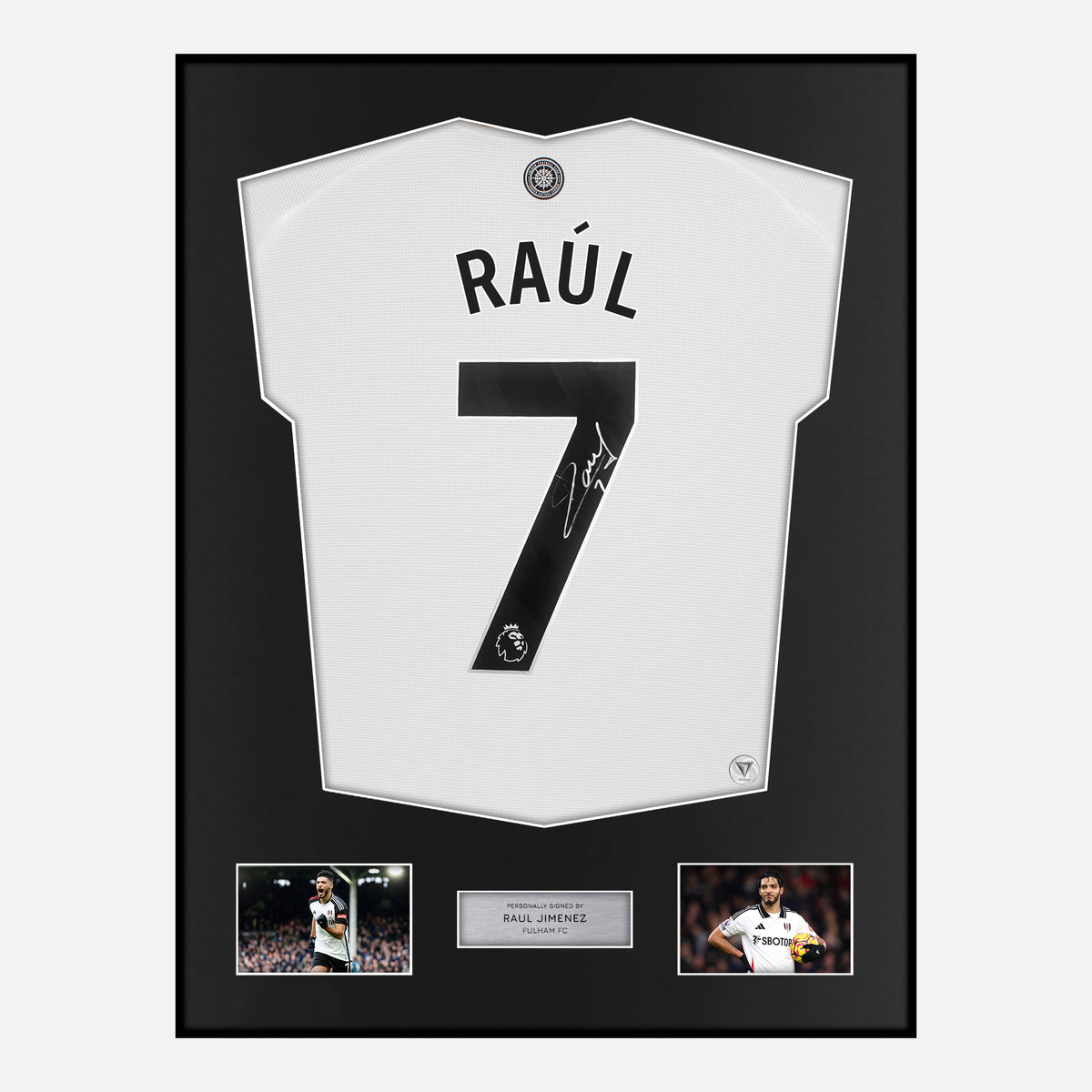 Framed Raul Jimenez Signed Fulham Shirt 2024-25 Home [Classic] — Verified autograph with NFC and certificate | The Vault