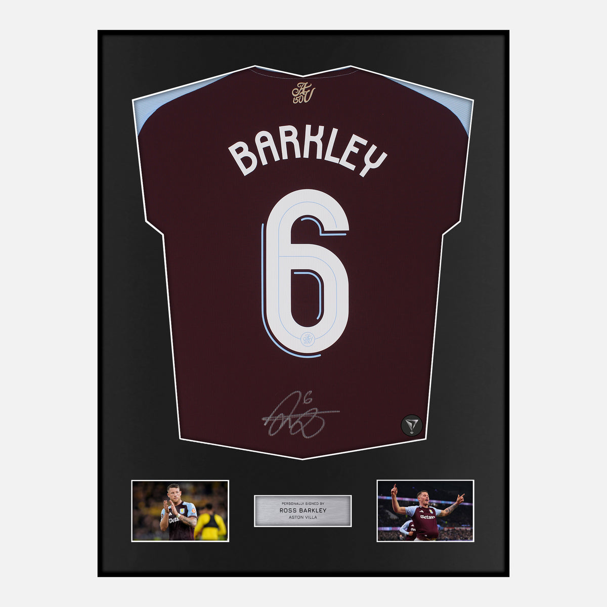 Framed Ross Barkley Signed Aston Villa Shirt 2024-25 [Classic] — Classic framed Aston Villa shirt signed by Ross Barkley | The Vault