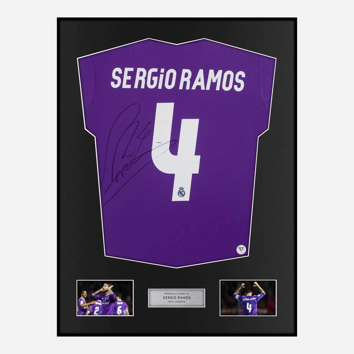 Framed Sergio Ramos Signed Real Madrid Shirt 2016-17 Away [Classic] — Verified autograph with NFC and certificate | The Vault