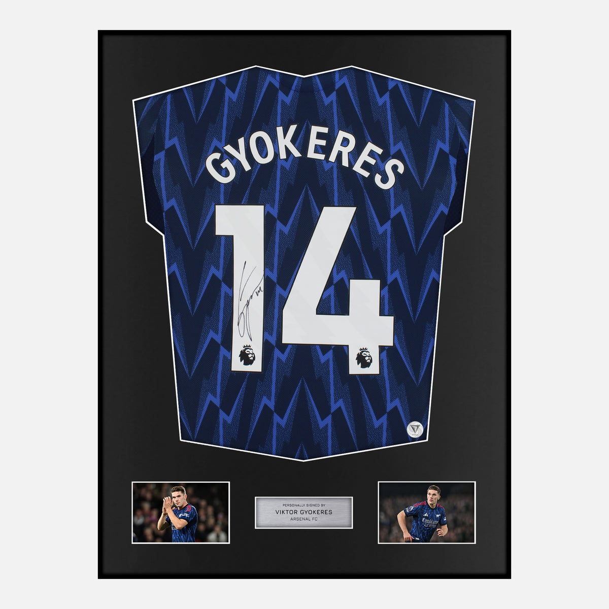 Framed Viktor Gyokeres Signed Arsenal Shirt 2025-26 Away [Classic] — Verified autograph with NFC and certificate | The Vault