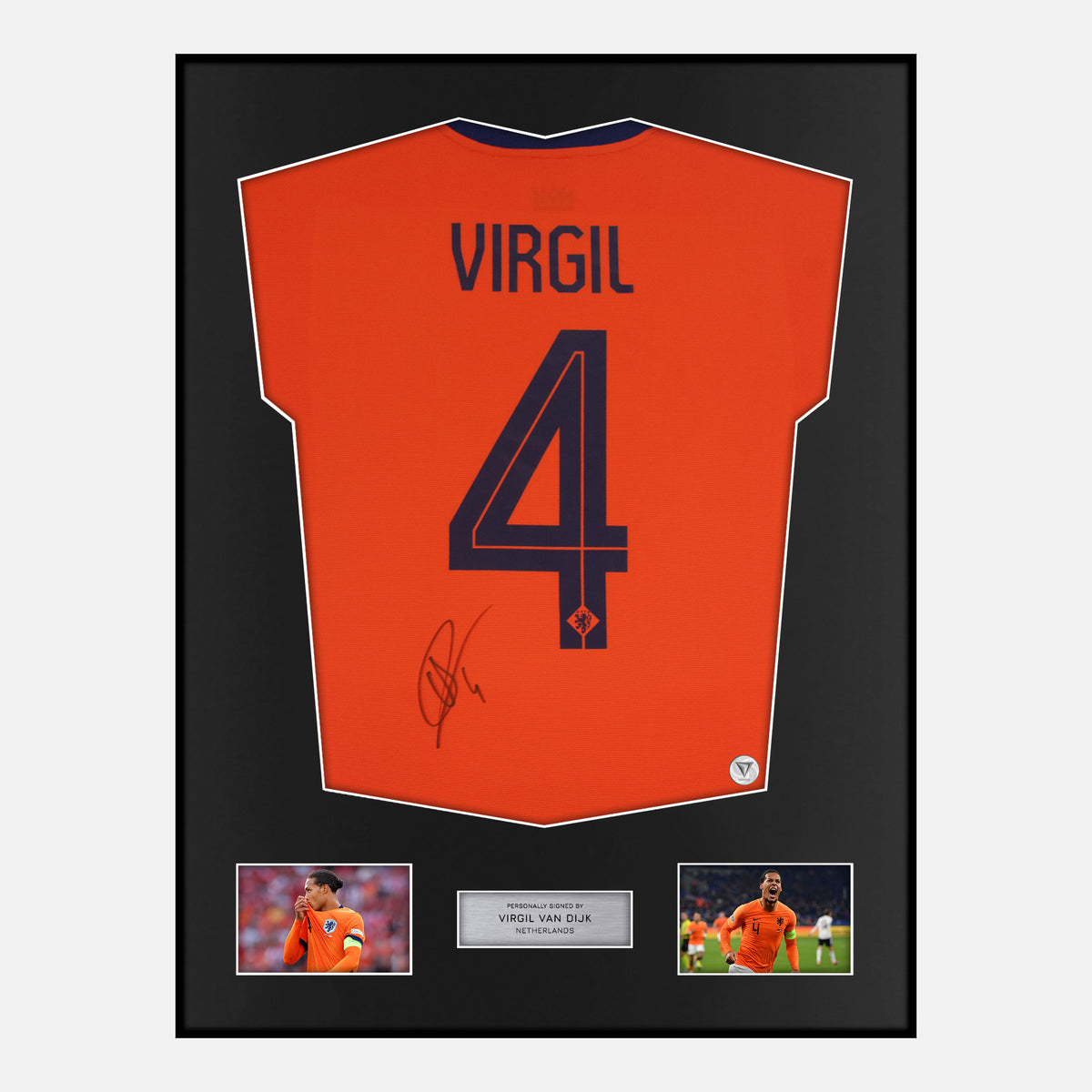 Framed Virgil Van Dijk Signed Netherlands Shirt 2024-25 Home [Classic] — Classic framed Netherlands shirt signed by Virgil van Dijk | The Vault