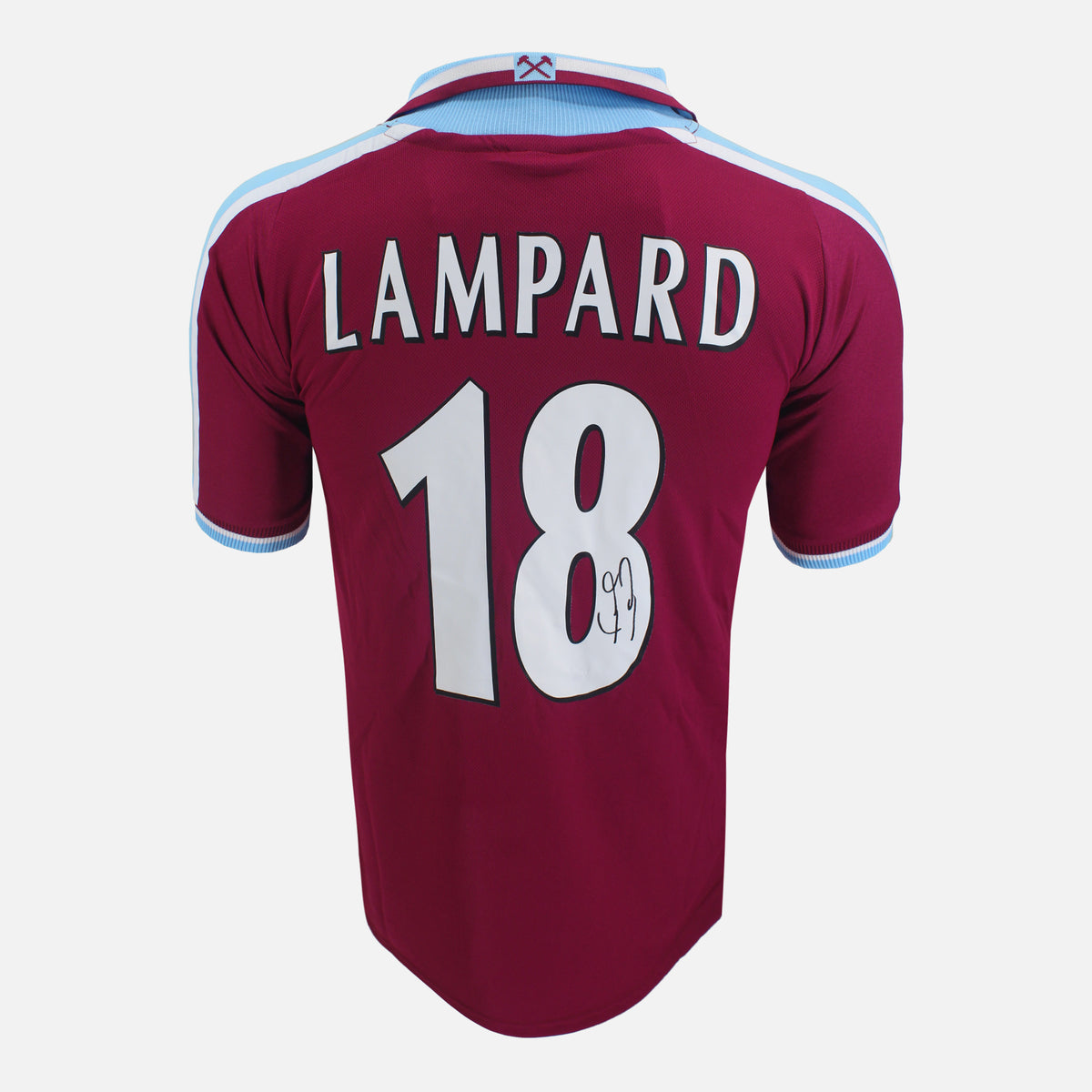 Frank Lampard Signed West Ham United Shirt 1999-01 Home [18] — Official West Ham United shirt signed by Frank Lampard | The Vault