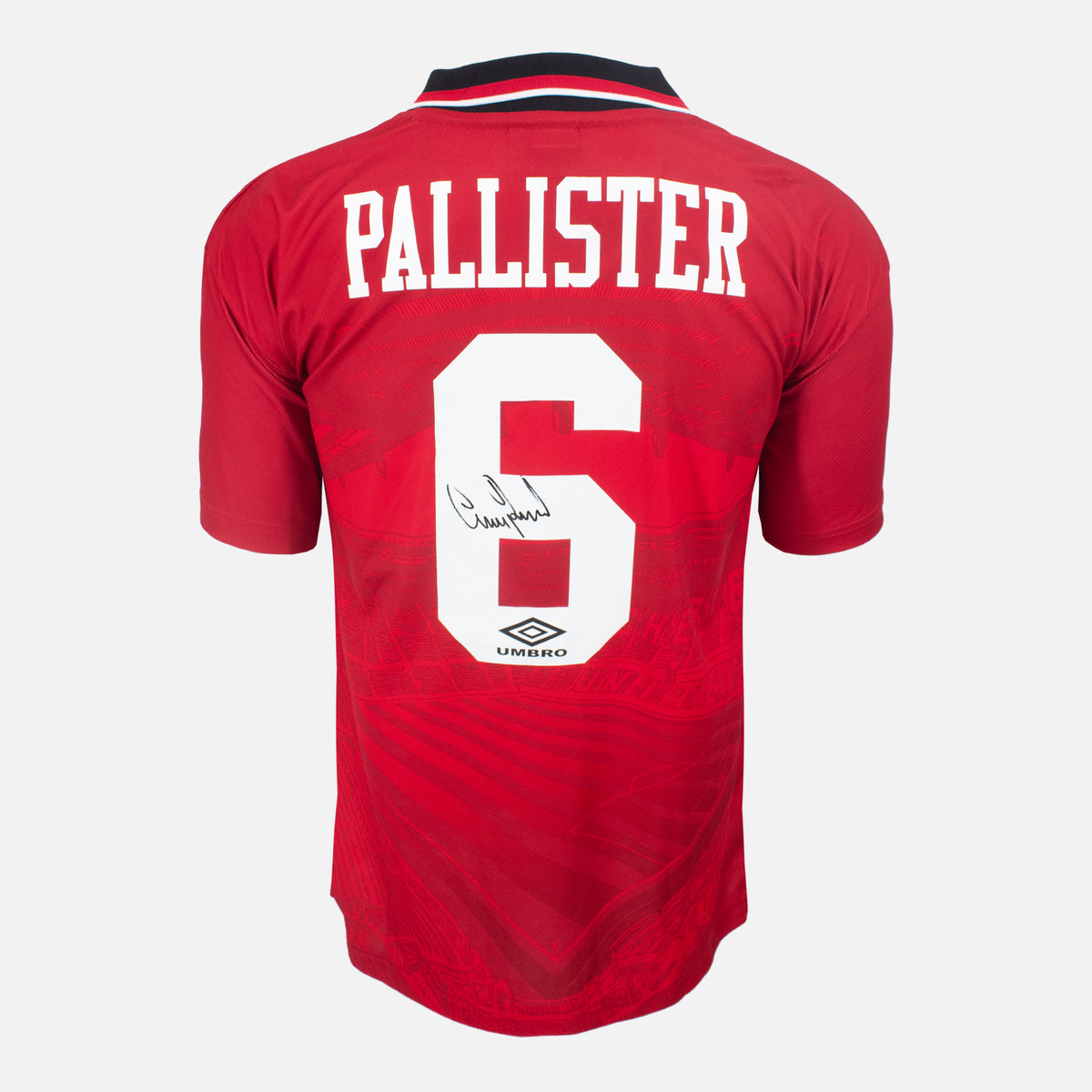 Gary Pallister Signed Manchester United Shirt 1994-96 Home [6] — Manchester United signed shirt from the 1994 to 1996 season | The Vault
