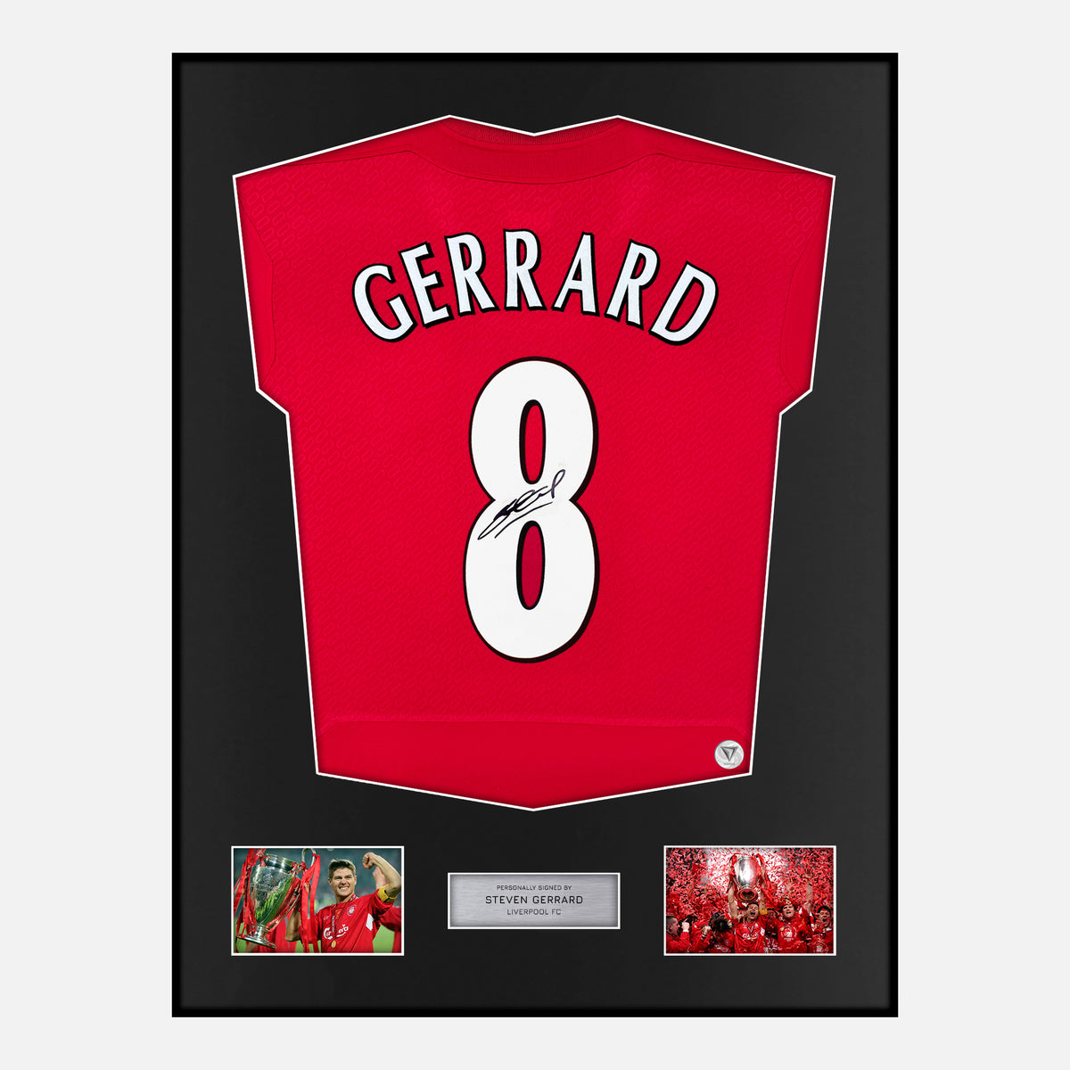 Framed Steven Gerrard Signed Liverpool Shirt 2005 Istanbul Home [Classic] — Verified autograph with NFC and certificate | The Vault