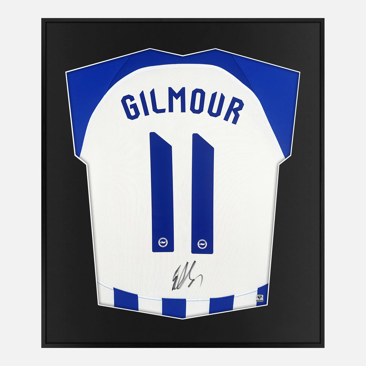 Framed Gilmour Signed Brighton Shirt, Number 11 [Lite] — Authentic signature with NFC and COA | The Vault