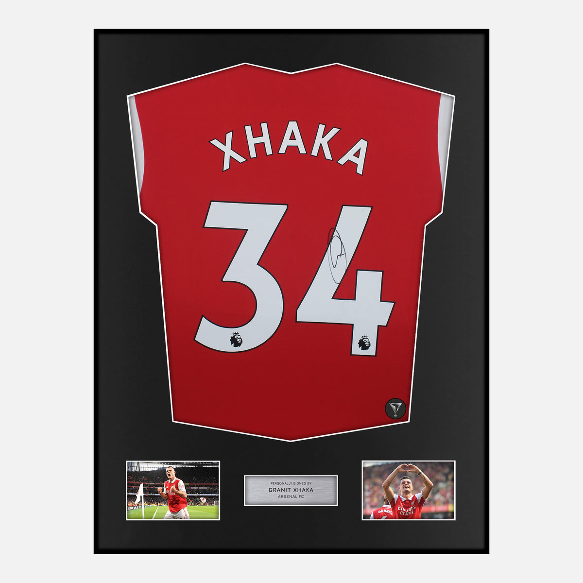 Framed Granit Xhaka Signed Arsenal Shirt 2019-20 Home [Classic] — Classic framed Arsenal shirt signed by Granit Xhaka | The Vault