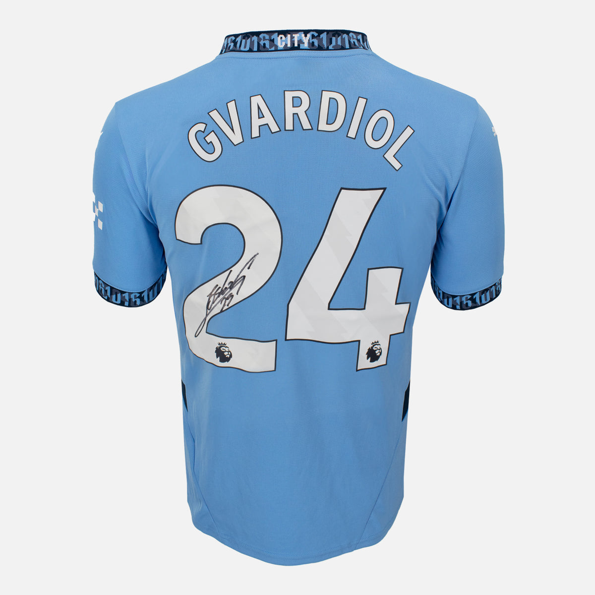 Josko Gvardiol Signed Manchester City Shirt 2023-24 Home [24] — Manchester City signed shirt from the 2024 to 2025 season | The Vault