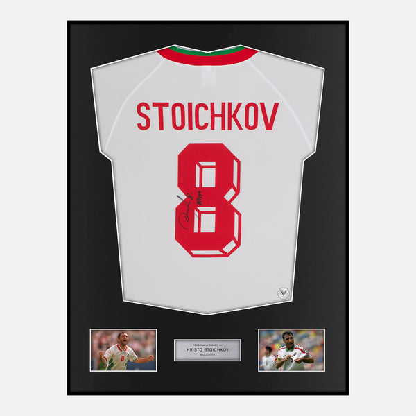 Framed Hristo Stoichkov Signed Bulgaria Shirt Home [Modern]