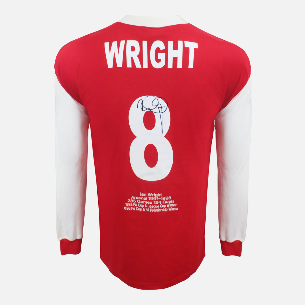 Ian Wright Signed Arsenal Shirt Honours Edition [8] — Official Arsenal shirt signed by Ian Wright | The Vault