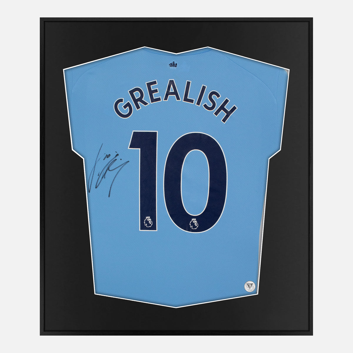 Framed Grealish Signed Shirt, Manchester City Home [Lite] — Authentic signature with NFC and COA | The Vault