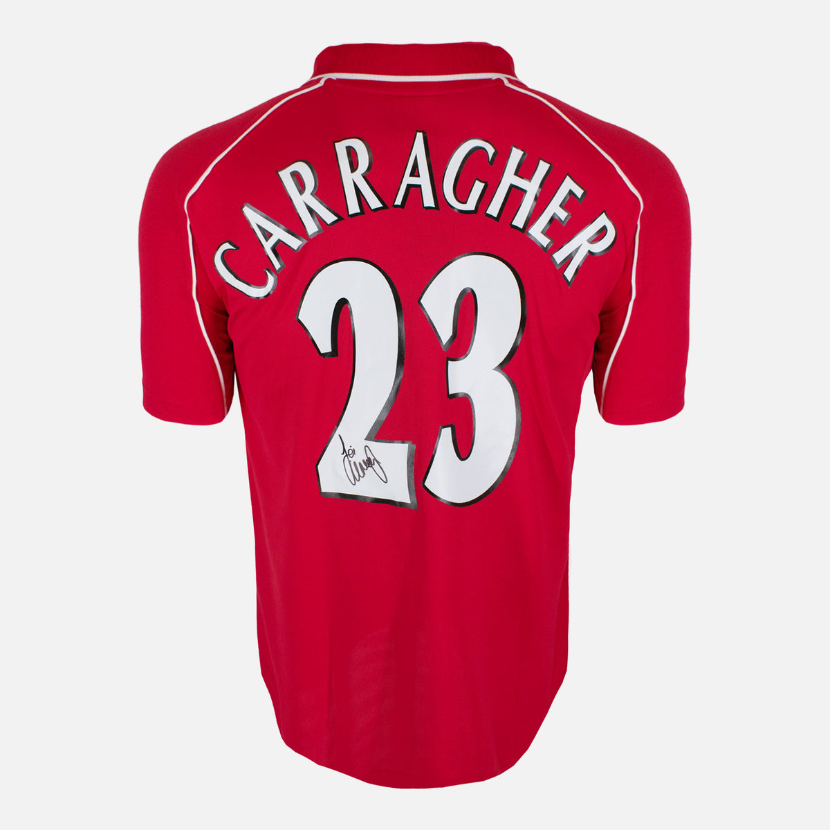 Jamie Carragher Signed Liverpool Shirt 2000-02 Home [23] — Liverpool signed shirt from the 2000 to 2002 season | The Vault