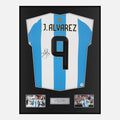 Framed Julian Alvarez Signed Argentina Shirt 2024-25 Home [Classic]
