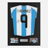 Framed Julian Alvarez Signed Argentina Shirt 2024-25 Home [Modern]