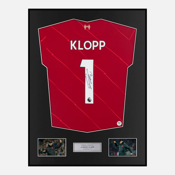 Framed Jurgen Klopp Signed Liverpool Shirt 2021-22 Home [Classic]