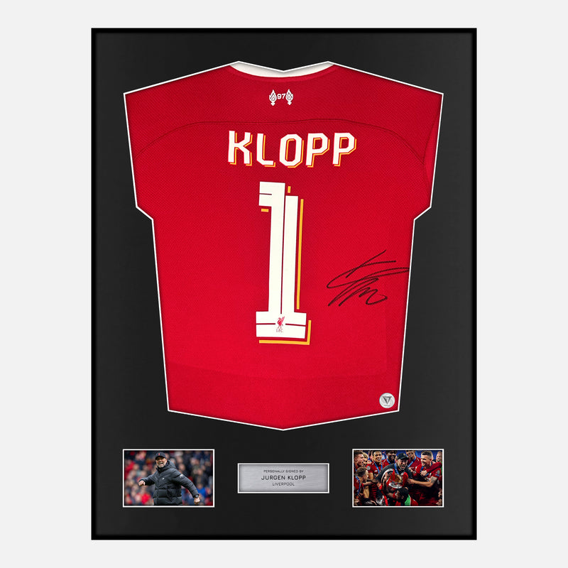 Framed Signed Jurgen Klopp Liverpool Shirt 2023-24 Home [Classic]
