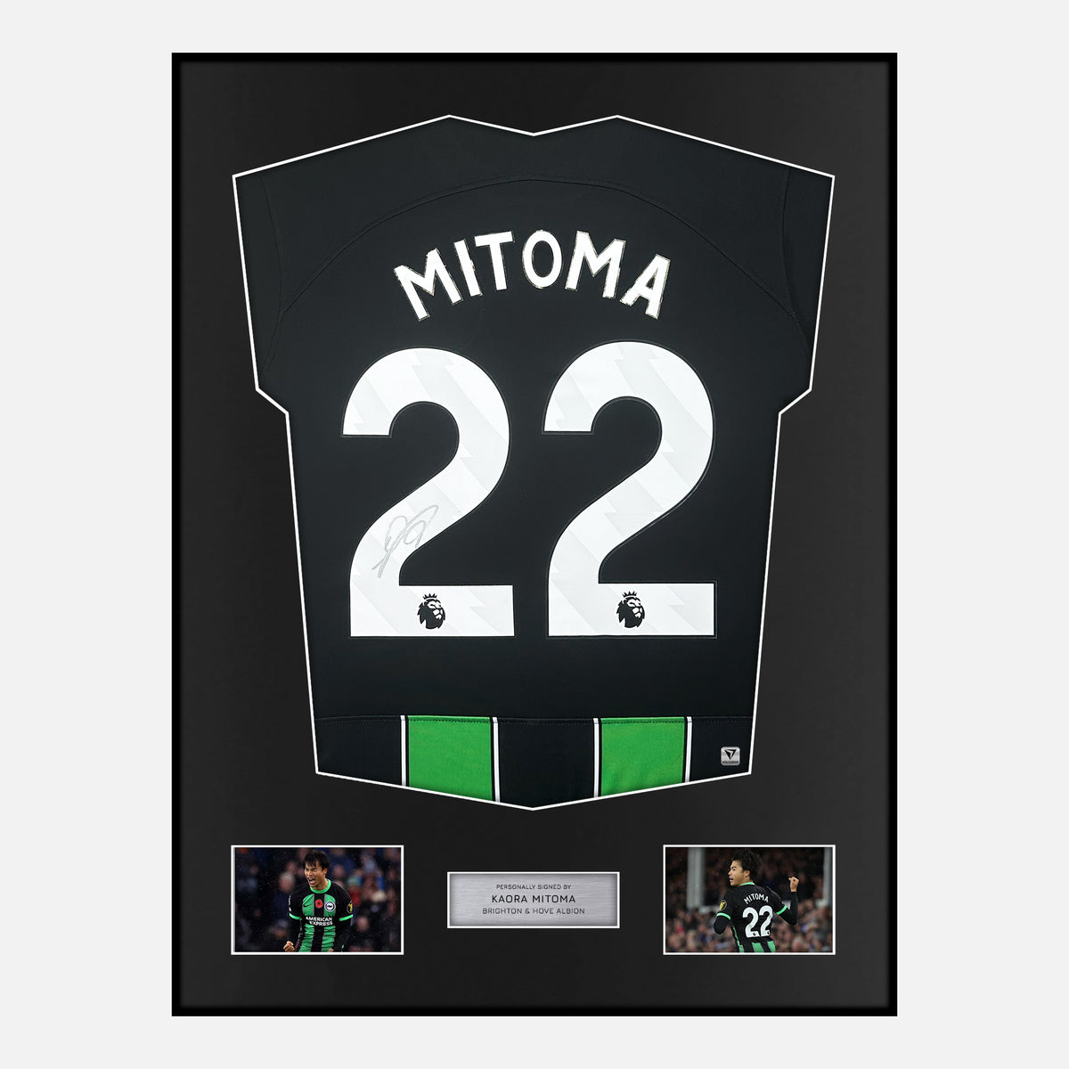 Framed Kaoru Mitoma Signed Brighton Shirt Away 2023-24 [Classic] — Verified autograph with NFC and certificate | The Vault